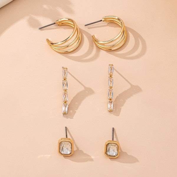 Emerald Cut Crystal Baguette Linear & Goop Huggies