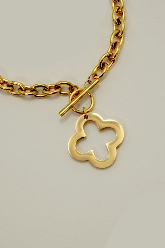 18k Stainless Steel Tarnish Free Clover Necklace