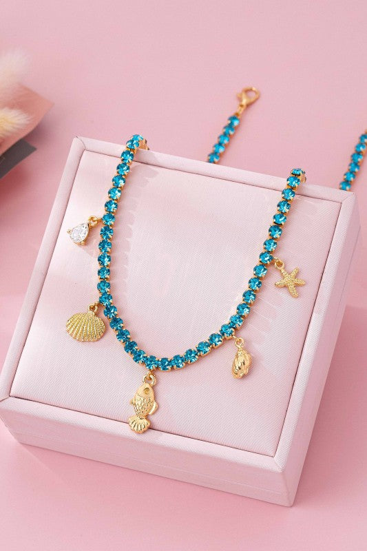 Crystal Tennis Charms Necklace