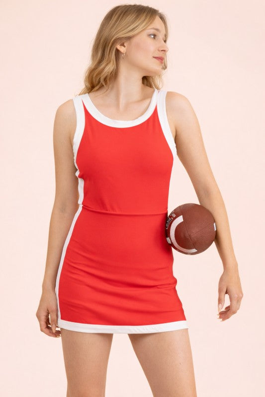 Worth The Hype Color Block Activewear Mini Dress - Red