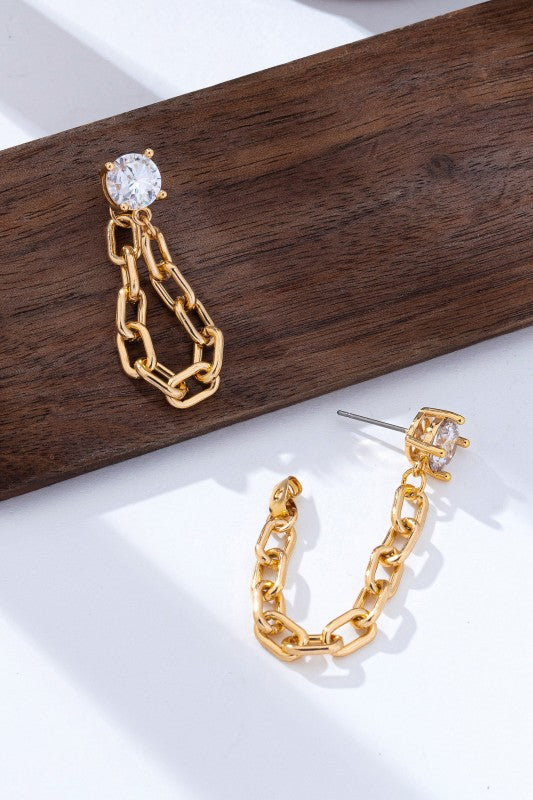 Lottie Crystal Stud Hoop and Drop Link Earrings