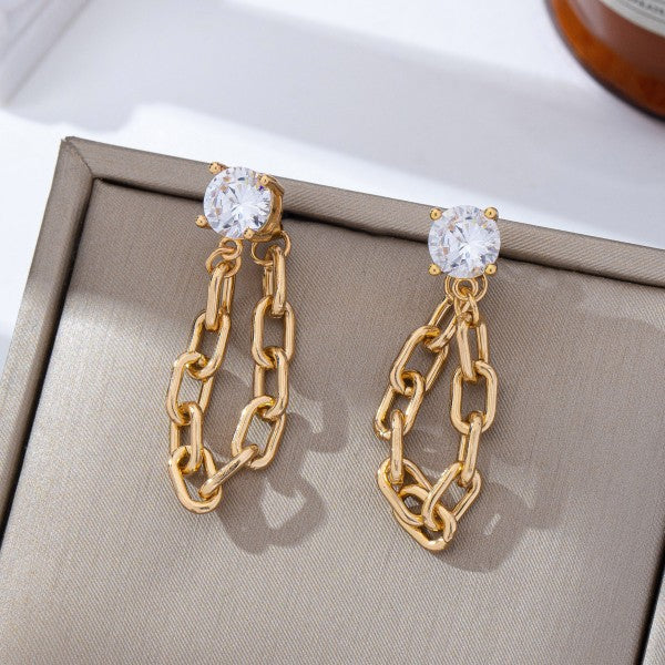 Lottie Crystal Stud Hoop and Drop Link Earrings