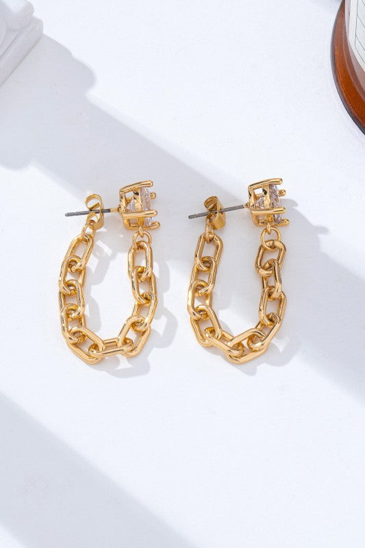 Lottie Crystal Stud Hoop and Drop Link Earrings