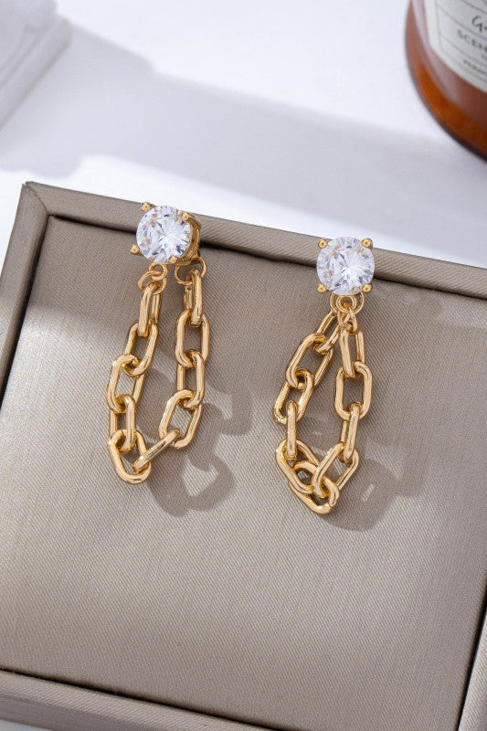 Lottie Crystal Stud Hoop and Drop Link Earrings