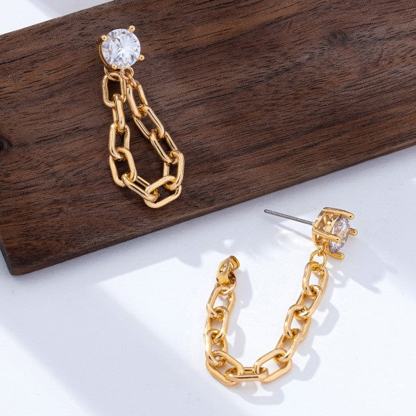 Lottie Crystal Stud Hoop and Drop Link Earrings