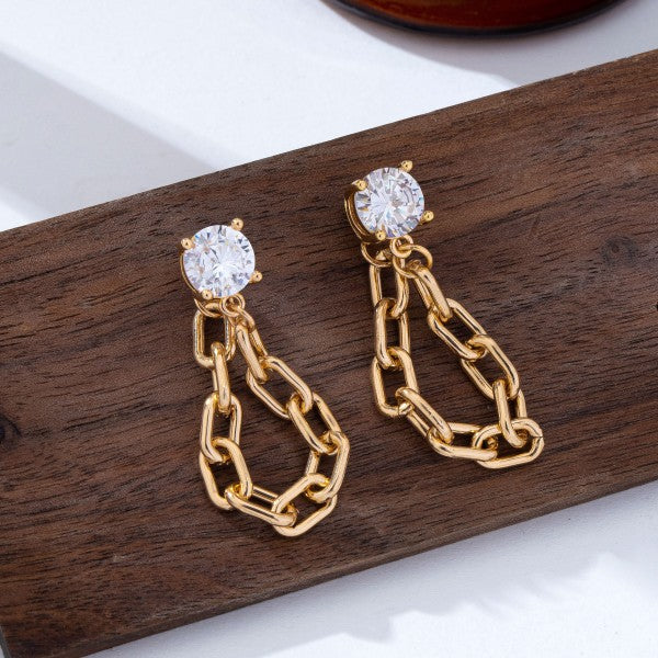 Lottie Crystal Stud Hoop and Drop Link Earrings