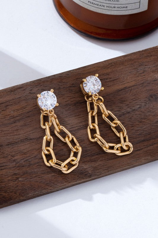 Lottie Crystal Stud Hoop and Drop Link Earrings