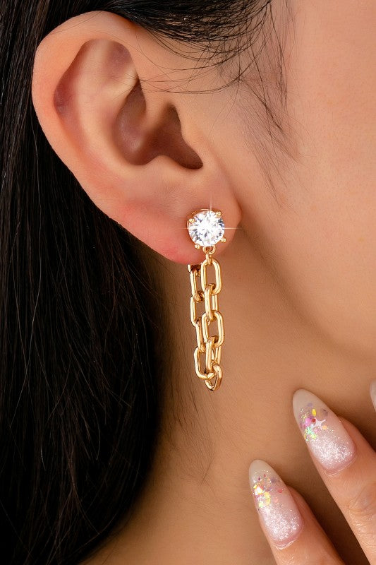 Lottie Crystal Stud Hoop and Drop Link Earrings