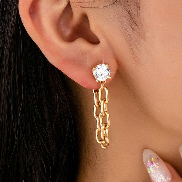 Lottie Crystal Stud Hoop and Drop Link Earrings