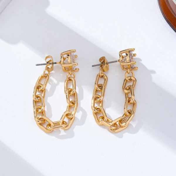 Lottie Crystal Stud Hoop and Drop Link Earrings