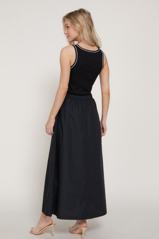Skylar Knit Top Contrast Woven Maxi Dress