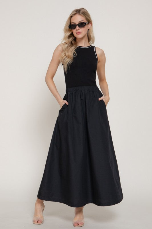 Skylar Knit Top Contrast Woven Maxi Dress
