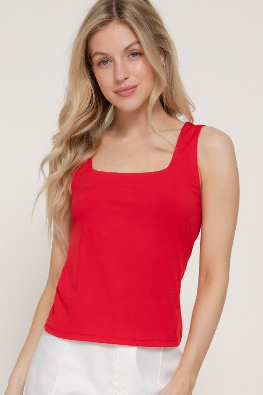 Ruby Square Neck Double Layer Tank