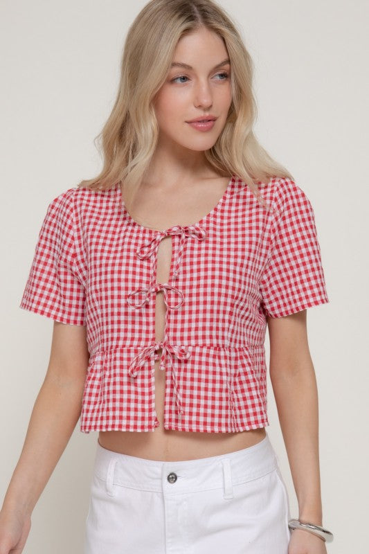 Marlow Tie Detail Gingham Top