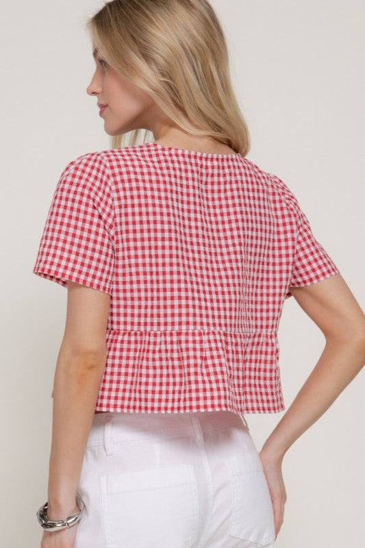 Marlow Tie Detail Gingham Top