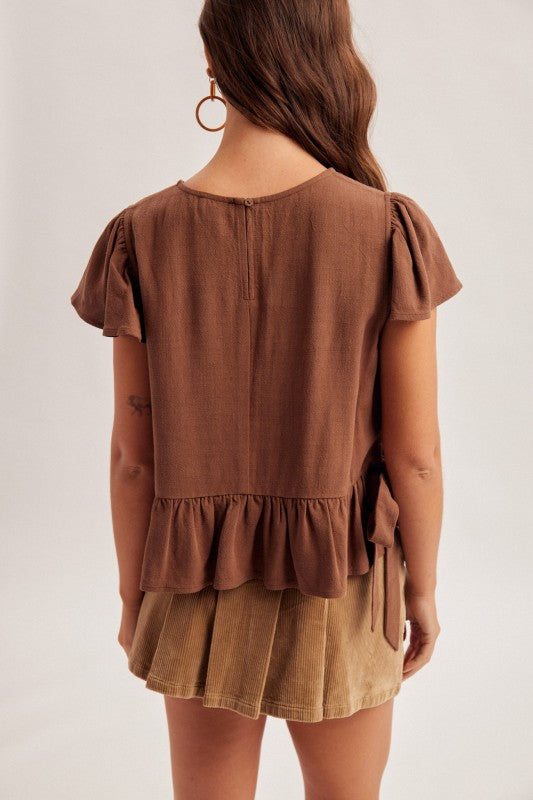 Aly Flutter Sleeve Tie Side Top