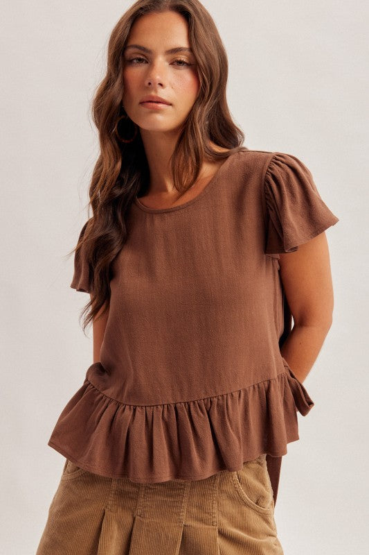 Aly Flutter Sleeve Tie Side Top