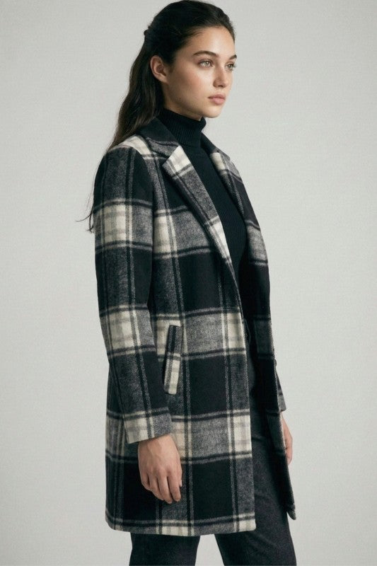 Plaid Coat - Black