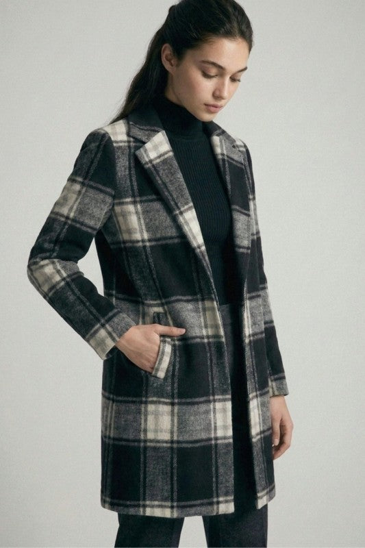 Plaid Coat - Black