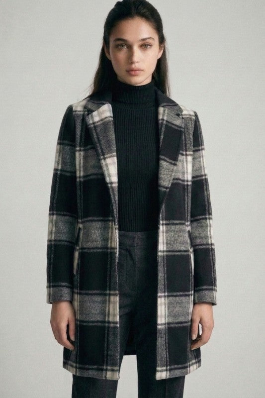 Plaid Coat - Black