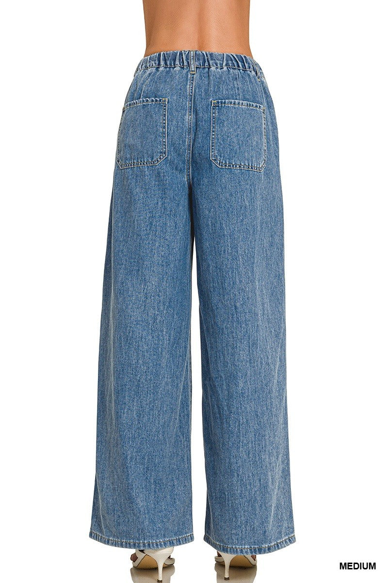 Easy Days Wide Leg Drawstring Jeans