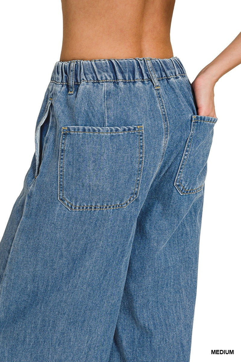 Easy Days Wide Leg Drawstring Jeans