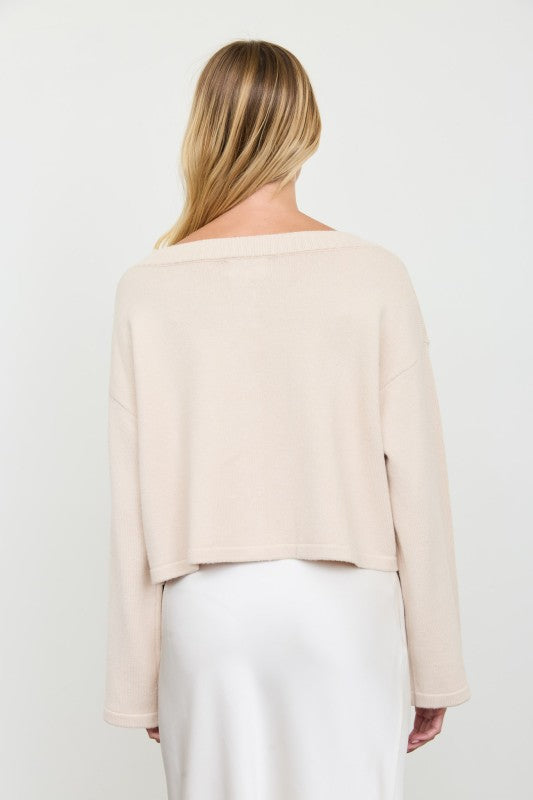 Boxy Button Down Cardigan - Khaki