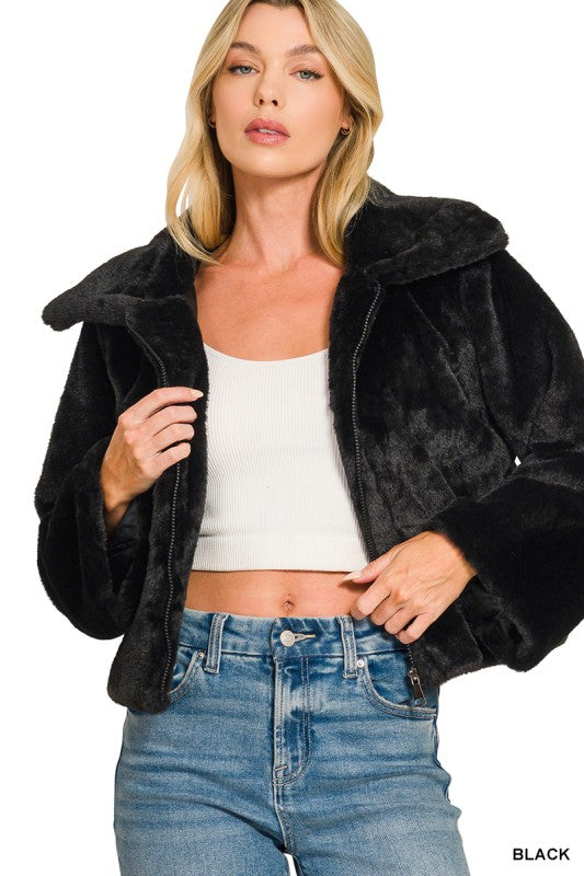 Night Out Faux Fur Coat - Black