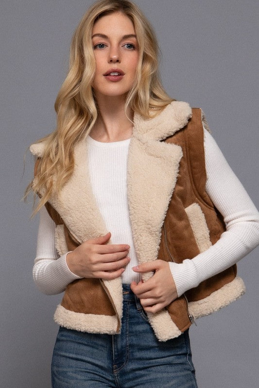 Sutton Faux Suede Vest - Caramel