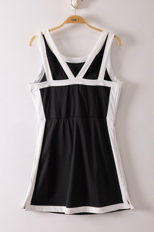 Worth The Hype Color Block Activewear Mini Dress - Black