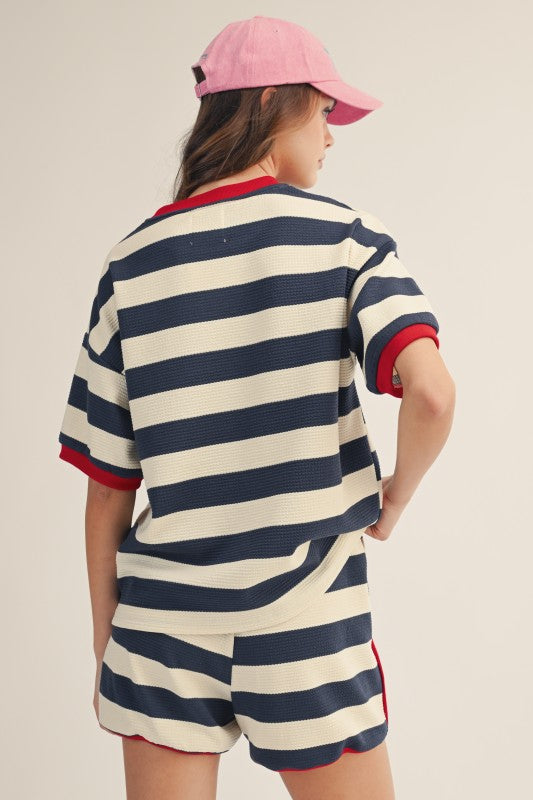 Riviera Breeze Waffle Knit Striped Set
