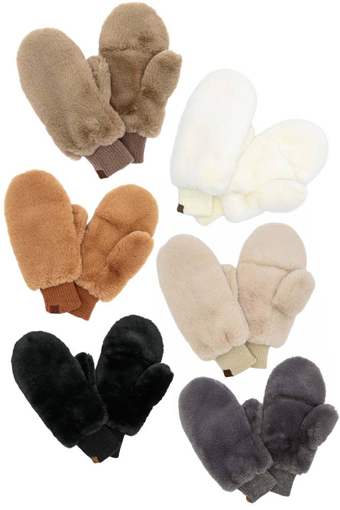 C.C Faux Fur Mittens with Shepherd Lining - 4 Colors