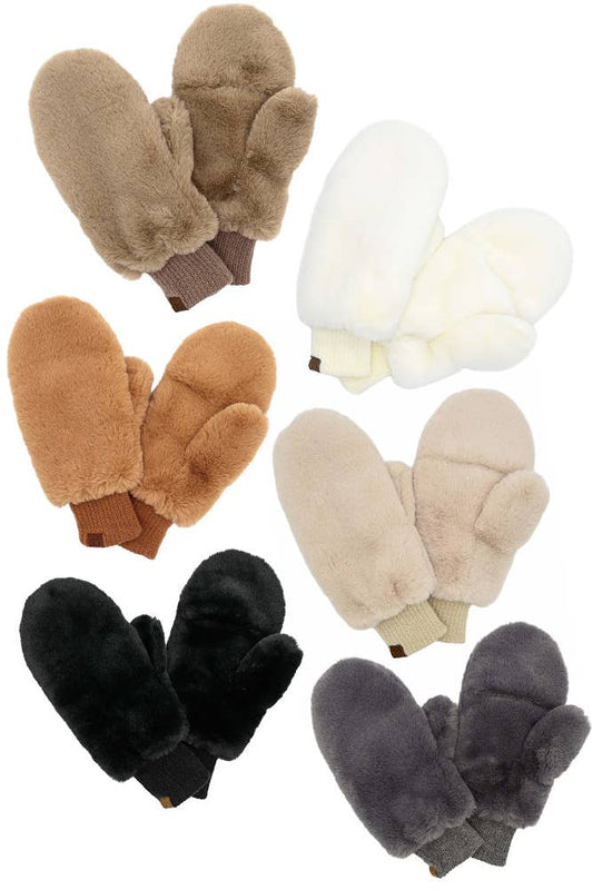 C.C Faux Fur Mittens with Shepherd Lining - 4 Colors