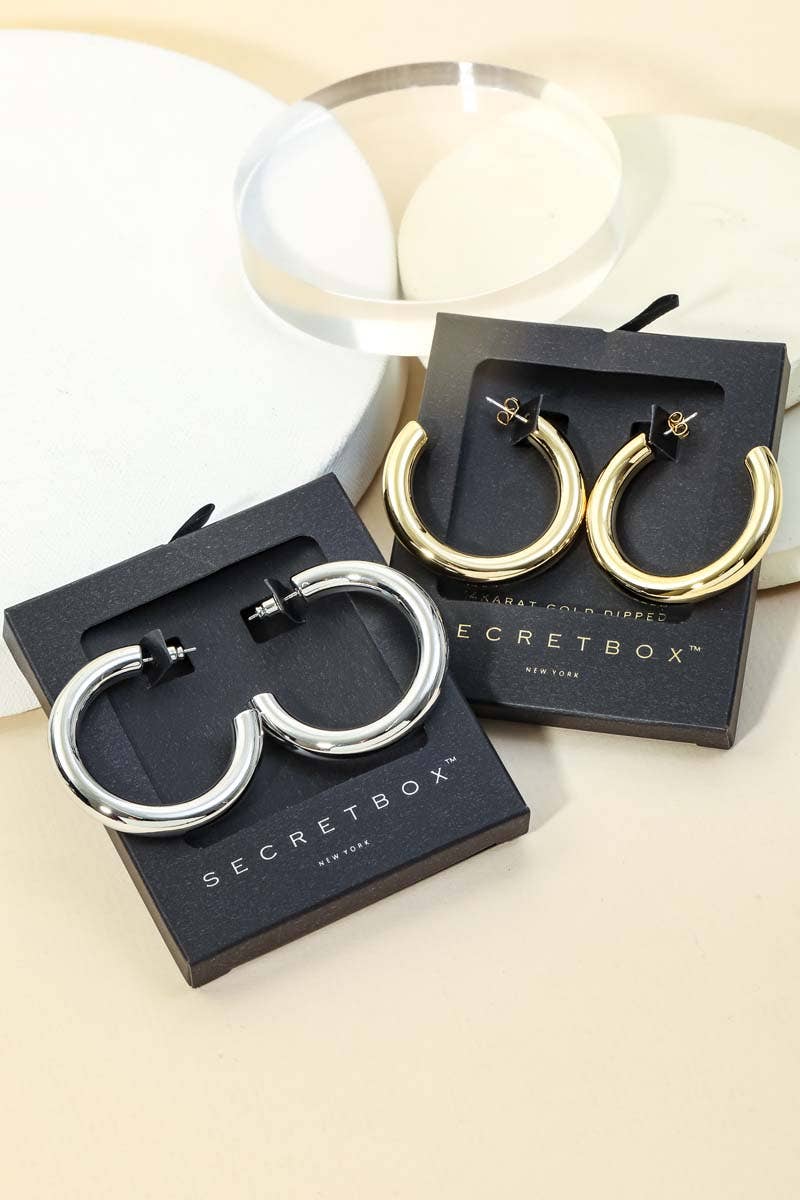 Secret Box Gold Dipped C Hoop Earrings - 2 Colors