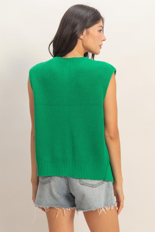 Erin Sleeveless Button Up Knit Vest