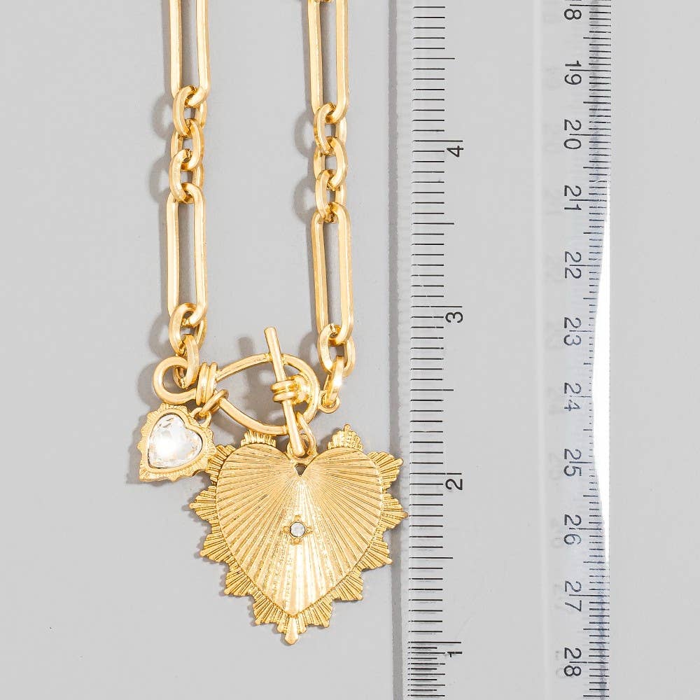 Double Heart Pendants Oval Chain Necklace