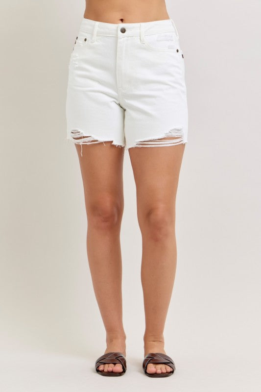 Judy Blue High Waist Rigid Magic Short - White