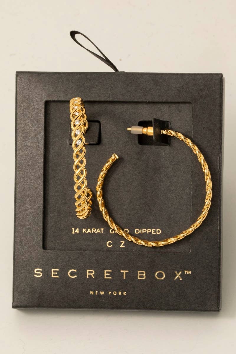 Secret Box Gold Dipped Woven Wire Hoop Earrings
