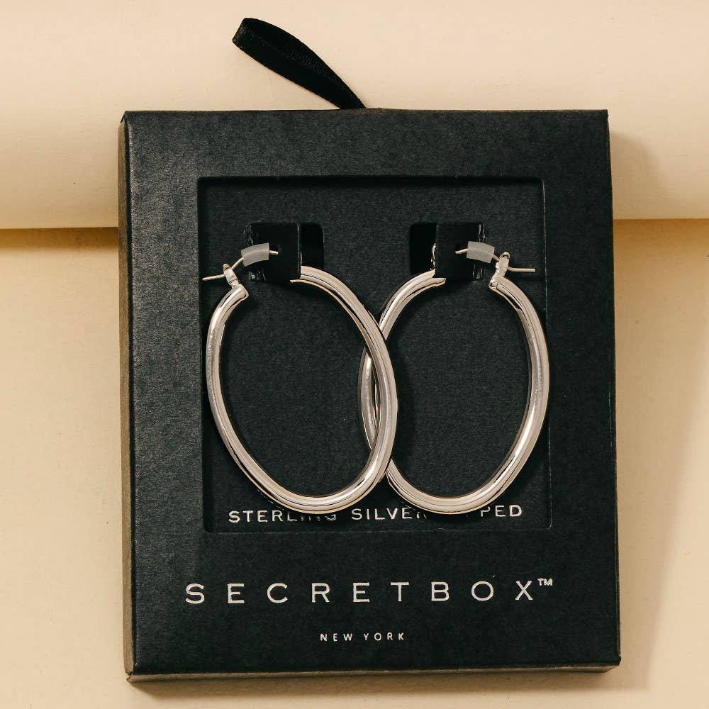 Secret Box Gold Dipped Latch Oval Hoop Earrings - 2 Colors