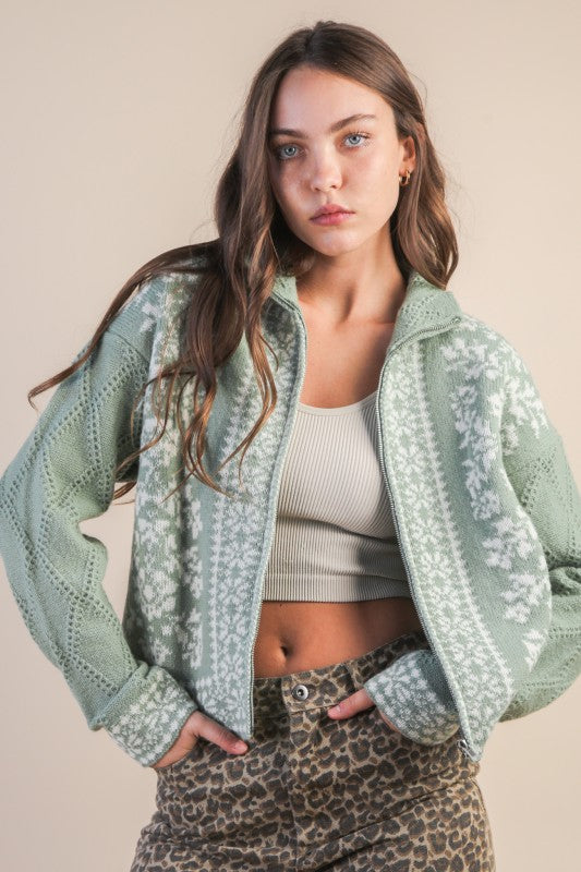 Autumn Nights Zip Up Sweater Cardigan
