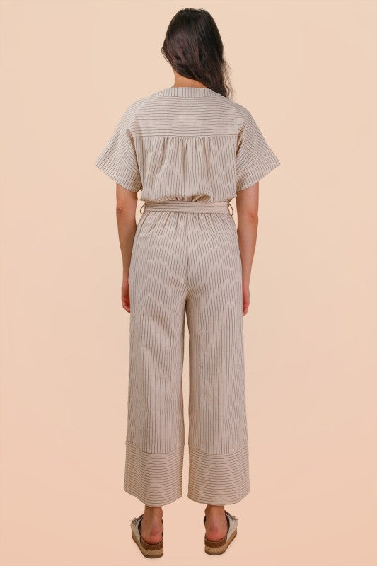 Coastal Lines Linen Jumpsuit