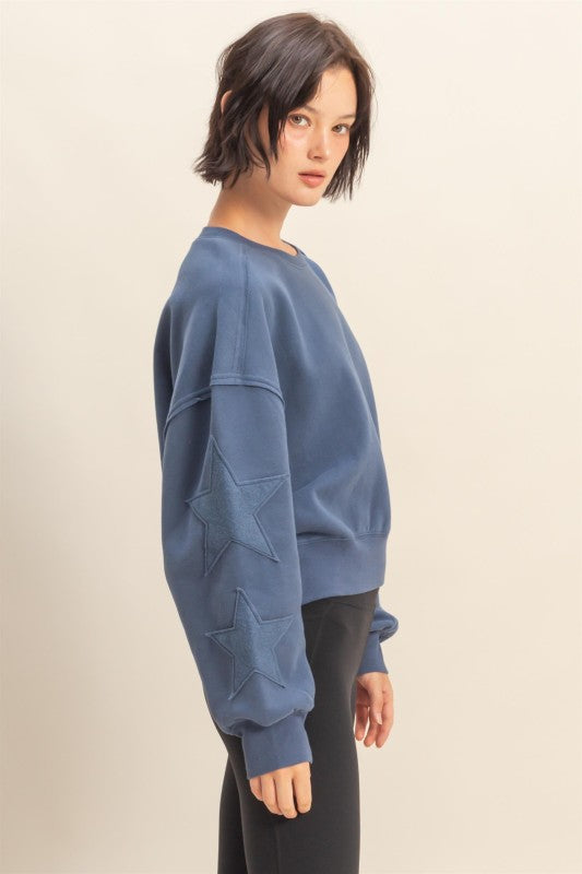 Dream State Star Patch Crewneck Sweatshirt - Navy