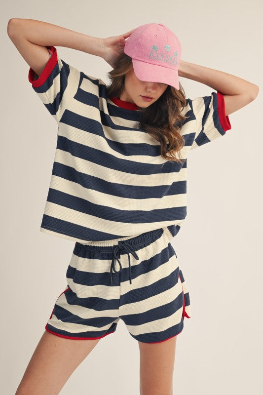 Riviera Breeze Waffle Knit Striped Set