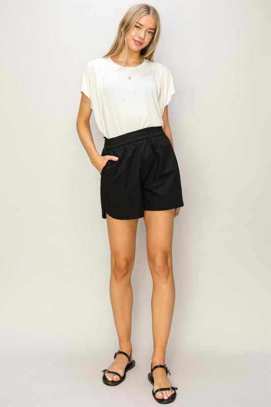 Shoreline Poplin High Waist Shorts - Black