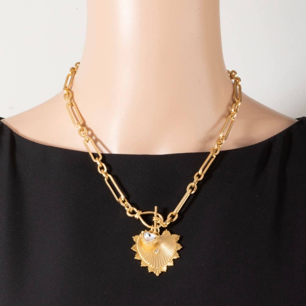 Double Heart Pendants Oval Chain Necklace