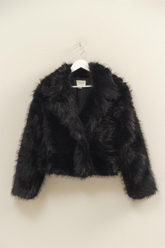 Jilly Shawl Collar Faux Fur Jacket