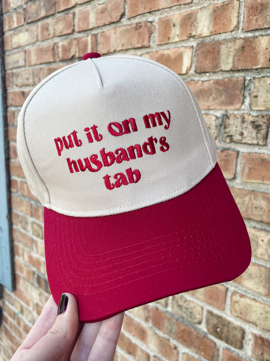 Put It On My Husband's Tab Hat - Red