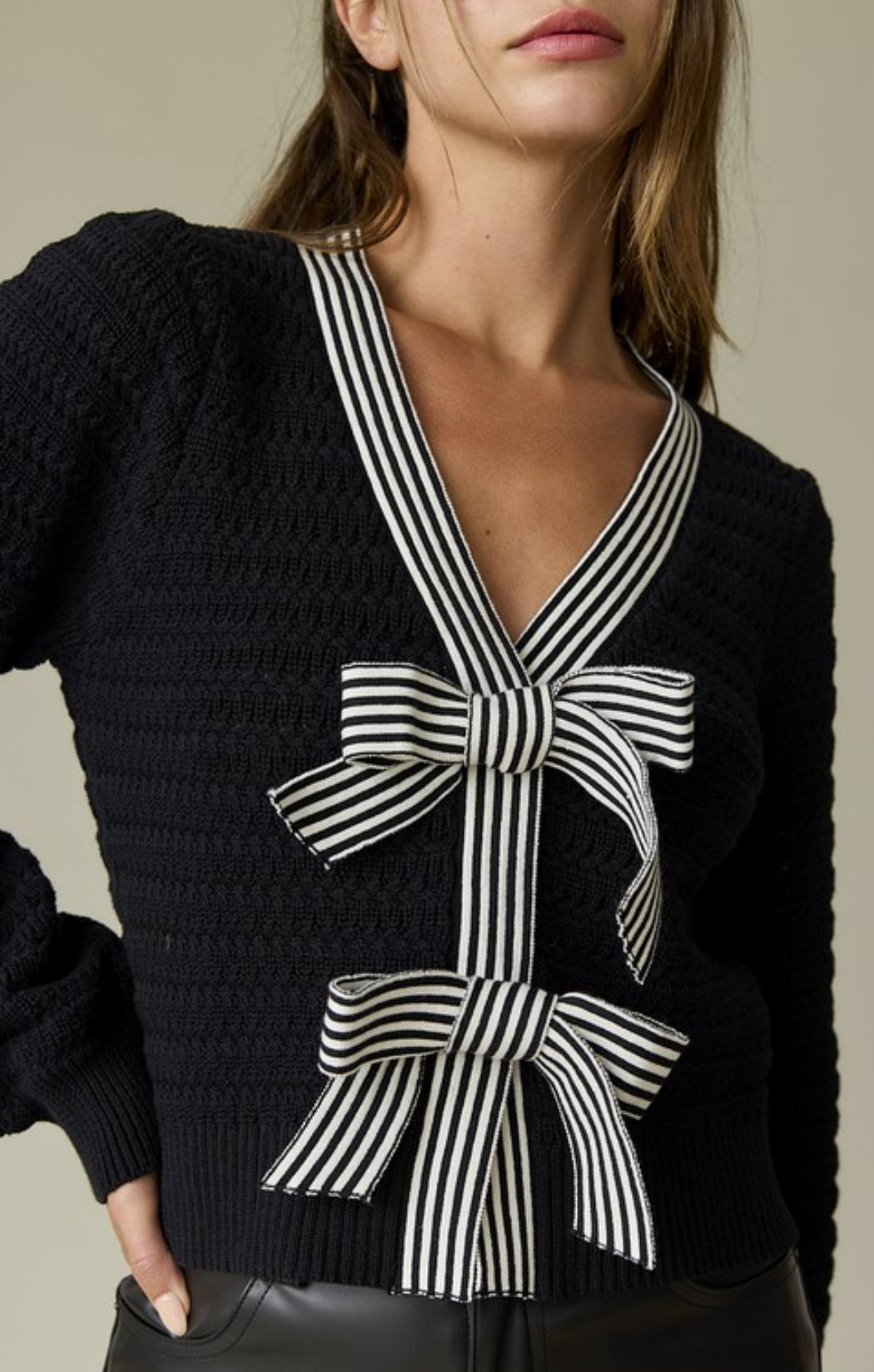 Harper Bow Knit Cardigan Sweater