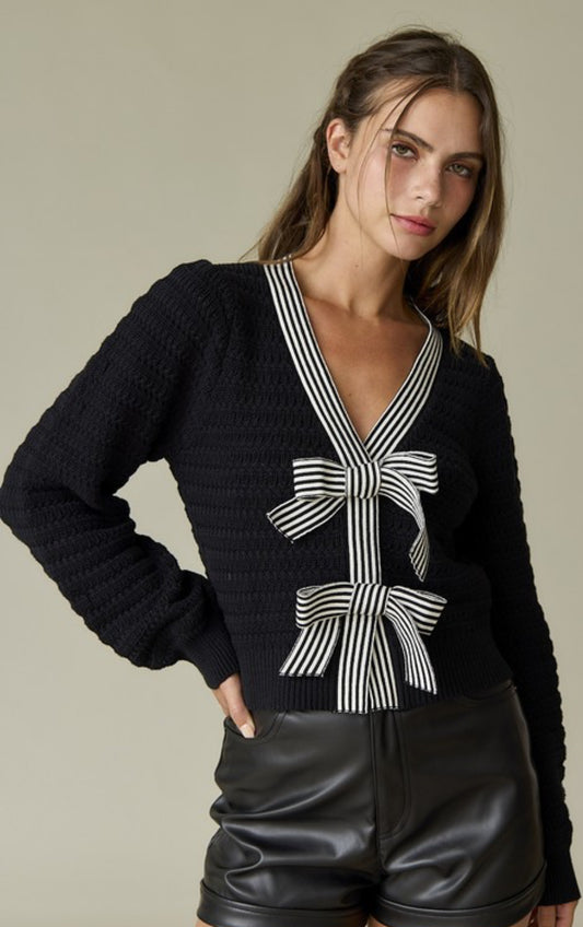 Harper Bow Knit Cardigan Sweater