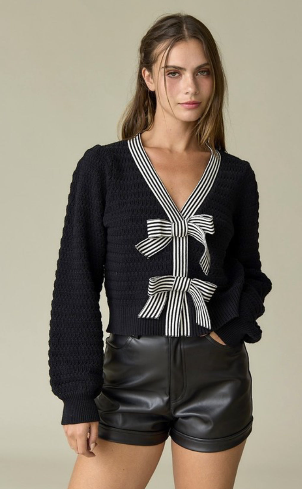 Harper Bow Knit Cardigan Sweater